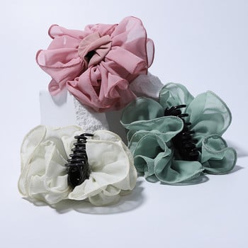 Κορέα Κορίτσια Sweet Chiffon Big Flower Hair Claw Clips for Women Αξεσουάρ κεφαλής κεφαλής για ενήλικες Αξεσουάρ μαλλιών Σφιγκτήρας μαλλιών Κλιπ καρχαρίας