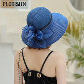 Novi cvjetni ljetni šeširi za sunčanje za plažu Bež šešir od organze za čajanku Elegantni ženski šeširi sa širokim obodom Church Kentucky Derby