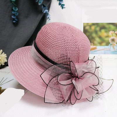 Novi cvjetni ljetni šeširi za sunčanje za plažu Bež šešir od organze za čajanku Elegantni ženski šeširi sa širokim obodom Church Kentucky Derby