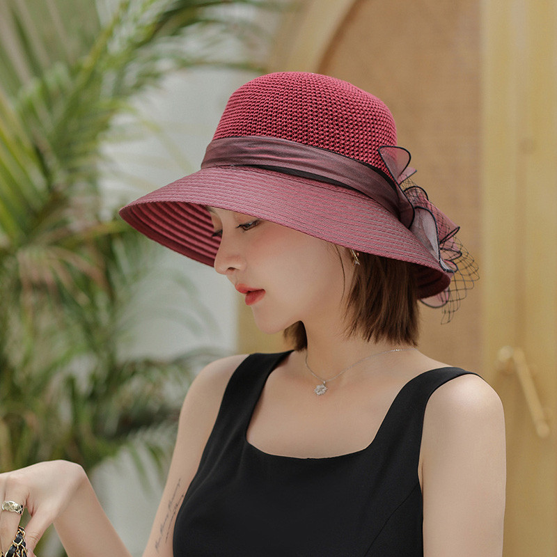 Novi cvjetni ljetni šeširi za sunčanje za plažu Bež šešir od organze za čajanku Elegantni ženski šeširi sa širokim obodom Church Kentucky Derby