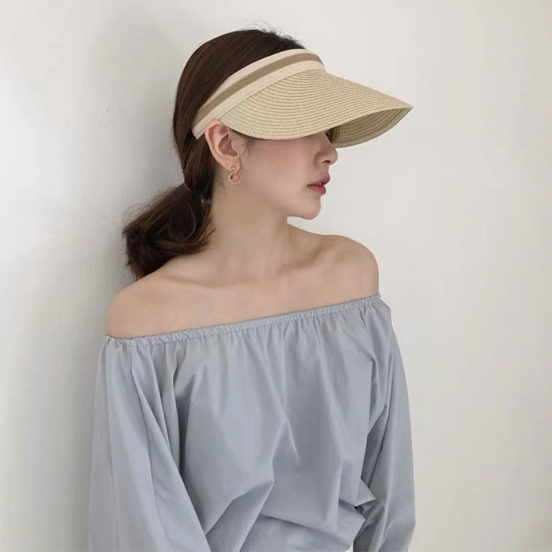 Pălării de paie pentru femei, vară Panama 2022, cu boruri mari goale, parasolară, pălărie de plajă, protecție solară, pescuit în aer liber, șapci pentru femei MZ108