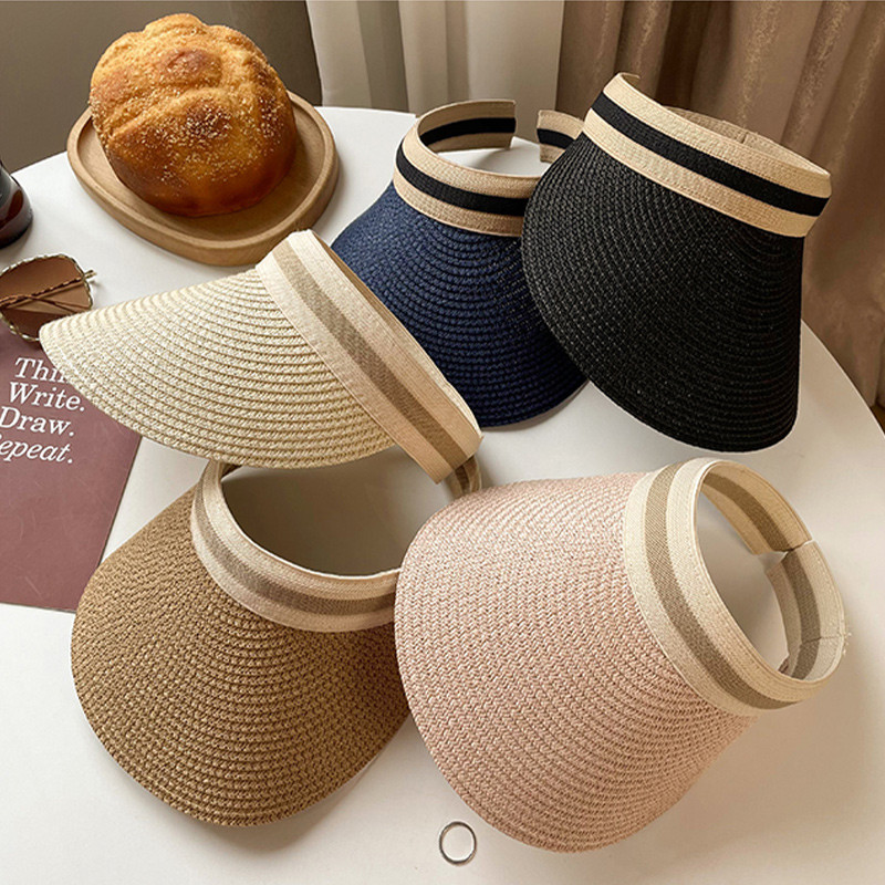 Pălării de paie pentru femei, vară Panama 2022, cu boruri mari goale, parasolară, pălărie de plajă, protecție solară, pescuit în aer liber, șapci pentru femei MZ108