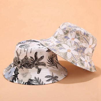 2023 Fashion Floral Print Bucket Καπέλο Βαμβακερό αναστρέψιμο αντηλιακό καπέλο γυναικεία καπέλα ψαράδων Panama