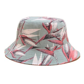 2023 Fashion Floral Print Bucket Καπέλο Βαμβακερό αναστρέψιμο αντηλιακό καπέλο γυναικεία καπέλα ψαράδων Panama