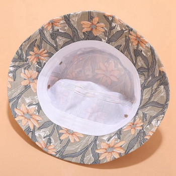 2023 Fashion Floral Print Bucket Καπέλο Βαμβακερό αναστρέψιμο αντηλιακό καπέλο γυναικεία καπέλα ψαράδων Panama