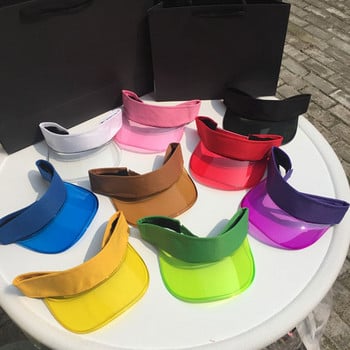 Ανδρικό γυναικείο διαφανές καπέλο PVC Sport Headband Candy Color Classic Anti-UV Casual Visor αντηλιακό καπέλο εξωτερικού ποδηλάτου γκολφ παραλίας