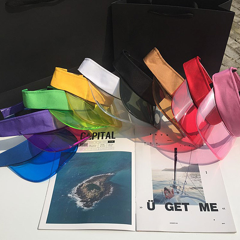 Muškarci Ženski prozirni PVC šešir Sportska traka za glavu Boja slatkiša Klasična anti-UV ležerna kapa sa šiltom za sunčanje Biciklistička kapa za golf na plaži