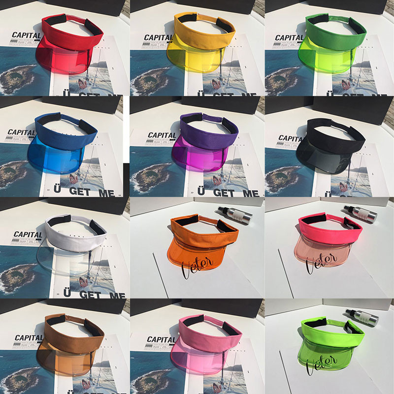 Muškarci Ženski prozirni PVC šešir Sportska traka za glavu Boja slatkiša Klasična anti-UV ležerna kapa sa šiltom za sunčanje Biciklistička kapa za golf na plaži