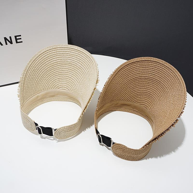 RH Proljeće Ljeto Nova moda Slamnati šešir sa vizirom Ženski dizajn s resicama Prazan gornji dio Ženske kape za sunčanje na otvorenom