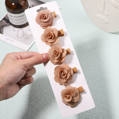 5 bucăți/set agrafe de păr cu camelie dulce de culoare uni pentru copii, fete, agrafe cu flori, agrafe de siguranță acoperite, accesorii pentru păr