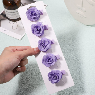 5 bucăți/set agrafe de păr cu camelie dulce de culoare uni pentru copii, fete, agrafe cu flori, agrafe de siguranță acoperite, accesorii pentru păr