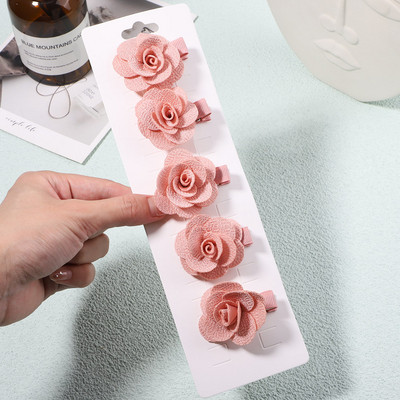 5 bucăți/set agrafe de păr cu camelie dulce de culoare uni pentru copii, fete, agrafe cu flori, agrafe de siguranță acoperite, accesorii pentru păr