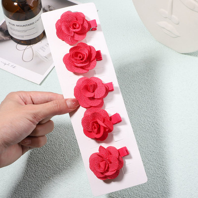 5 bucăți/set agrafe de păr cu camelie dulce de culoare uni pentru copii, fete, agrafe cu flori, agrafe de siguranță acoperite, accesorii pentru păr