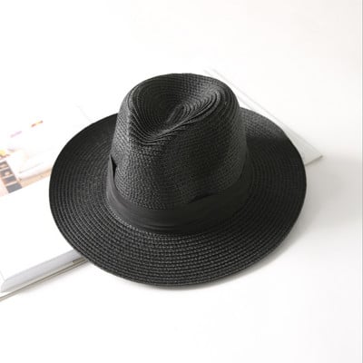 WZCX Pliabila Protecție Soarela Moda Nouă Pălărie de Paie Culoare Solidă Pălărie de plajă cu boruri late Căciulă de vară pentru femei