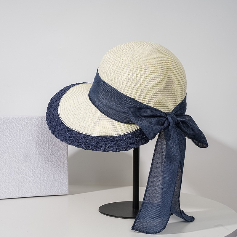 Pălării pentru femei Pălărie de găleată Pălărie de paie cu papillon Soare Vară Primăvară cu bor mare Plajă în aer liber Pălărie de vară pentru femei Sombreros De Mujer