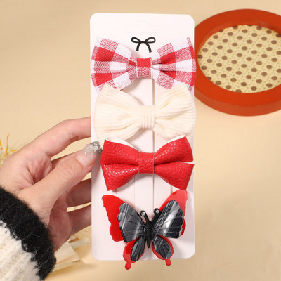 4Pcs/Set Modne akrilne pune mašne Ukosnice za djecu Djevojčice Crtići Životinje Ukosnice Pokrivala Dodaci za kosu Božićni dar