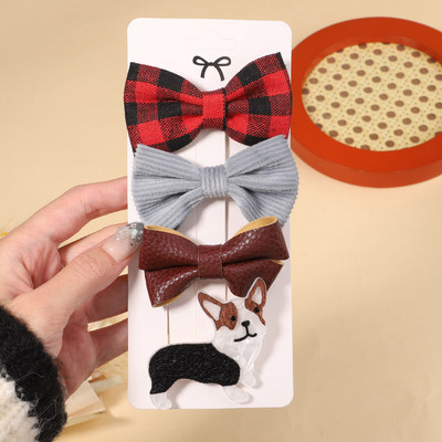 4Pcs/Set Modne akrilne pune mašne Ukosnice za djecu Djevojčice Crtići Životinje Ukosnice Pokrivala Dodaci za kosu Božićni dar