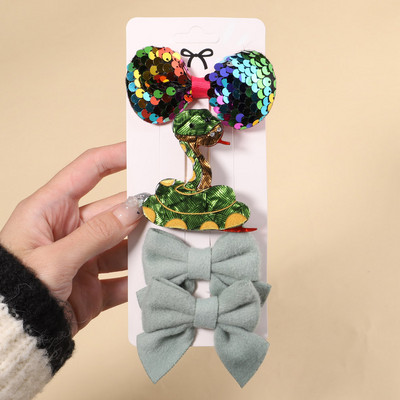 4Pcs/Set Modne akrilne pune mašne Ukosnice za djecu Djevojčice Crtići Životinje Ukosnice Pokrivala Dodaci za kosu Božićni dar