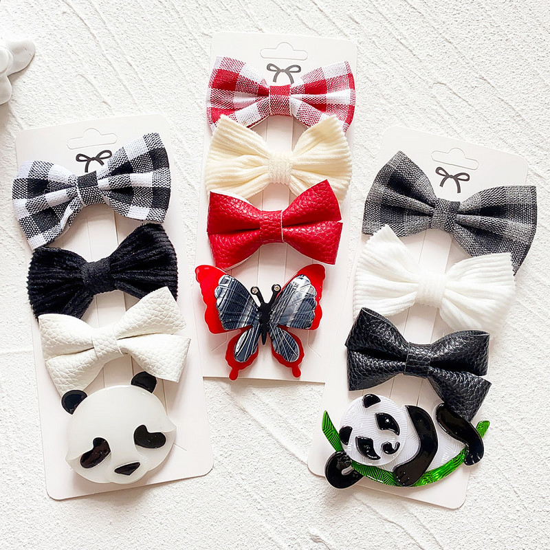 4Pcs/Set Modne akrilne pune mašne Ukosnice za djecu Djevojčice Crtići Životinje Ukosnice Pokrivala Dodaci za kosu Božićni dar