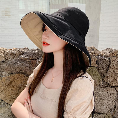 COKK šešir Ženski ljetni šešir s dvostranom ribarskom kapom Ženska zaštita od sunca Sklopivi šešir za plažu Gorros