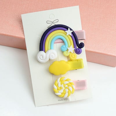 3 bucăți/set drăguț de desene animate nor curcubeu acadea acadele dulci pentru fete agrafe de păr bentiță accesorii de păr
