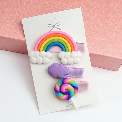 3 bucăți/set drăguț de desene animate nor curcubeu acadea acadele dulci pentru fete agrafe de păr bentiță accesorii de păr