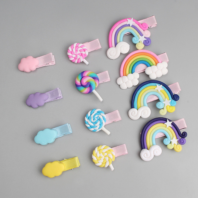 3 bucăți/set drăguț de desene animate nor curcubeu acadea acadele dulci pentru fete agrafe de păr bentiță accesorii de păr