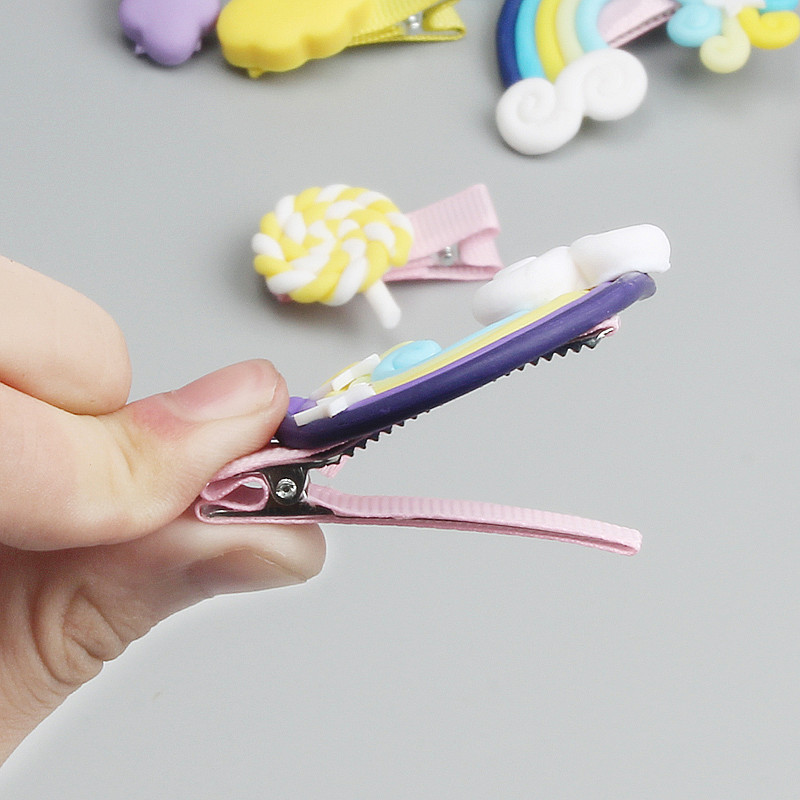 3 bucăți/set drăguț de desene animate nor curcubeu acadea acadele dulci pentru fete agrafe de păr bentiță accesorii de păr