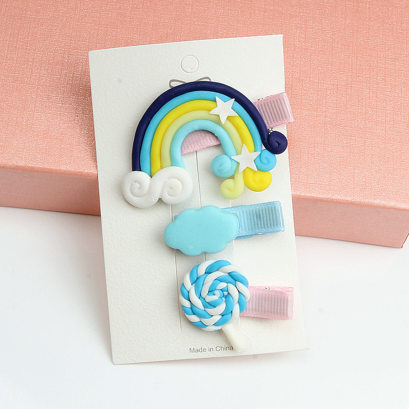 3 bucăți/set drăguț de desene animate nor curcubeu acadea acadele dulci pentru fete agrafe de păr bentiță accesorii de păr