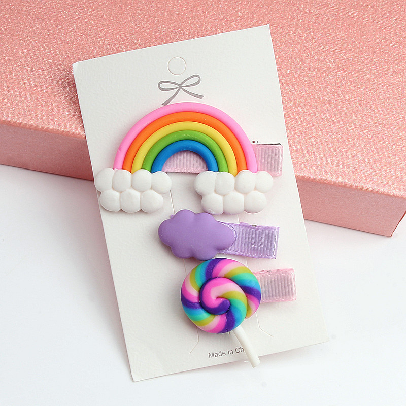 3 bucăți/set drăguț de desene animate nor curcubeu acadea acadele dulci pentru fete agrafe de păr bentiță accesorii de păr