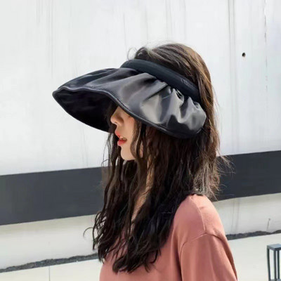 Nešiojamos sulankstomos plačios, didelės kraštinės skrybėlės nuo saulės Paplūdimio kepuraitės moterims tuščios viršutinės dangtelio dangtelis Plaukų aksesuarai Dvejopo naudojimo galvos juosta Gorras