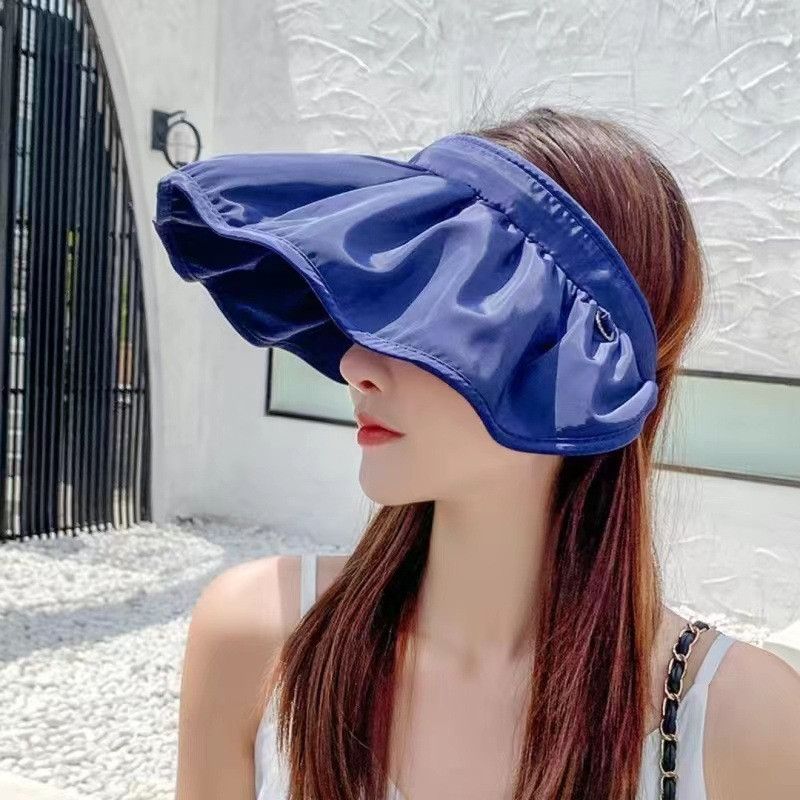 Nešiojamos sulankstomos plačios, didelės kraštinės skrybėlės nuo saulės Paplūdimio kepuraitės moterims tuščios viršutinės dangtelio dangtelis Plaukų aksesuarai Dvejopo naudojimo galvos juosta Gorras
