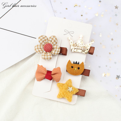 5 bucăți de desene animate agrafe cu coroană de animale drăguțe cleme de păr pentru coafură pentru fete clemă laterală la modă pentru bebeluș nu rănește accesoriile de păr