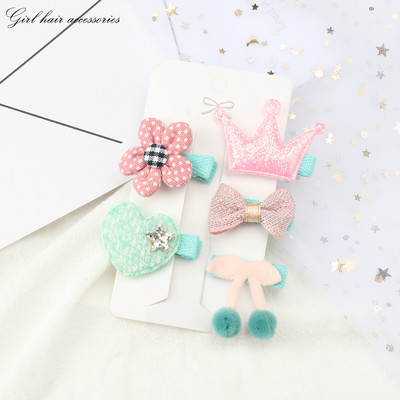 5 bucăți de desene animate agrafe cu coroană de animale drăguțe cleme de păr pentru coafură pentru fete clemă laterală la modă pentru bebeluș nu rănește accesoriile de păr