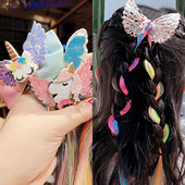 Dječji slatki crtani jednorog s duginom mašnom Elastična gumica za kosu Kopča za kosu Perika Dodaci za kosu Traka za glavu za djevojčice Pletenica Uže Pokrivalo za glavu