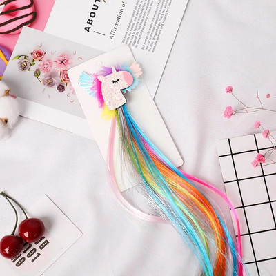 Dječji slatki crtani jednorog s duginom mašnom Elastična gumica za kosu Kopča za kosu Perika Dodaci za kosu Traka za glavu za djevojčice Pletenica Uže Pokrivalo za glavu