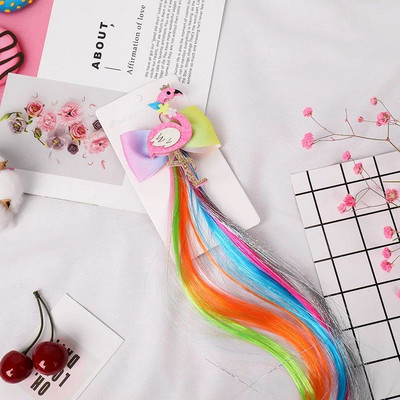 Dječji slatki crtani jednorog s duginom mašnom Elastična gumica za kosu Kopča za kosu Perika Dodaci za kosu Traka za glavu za djevojčice Pletenica Uže Pokrivalo za glavu