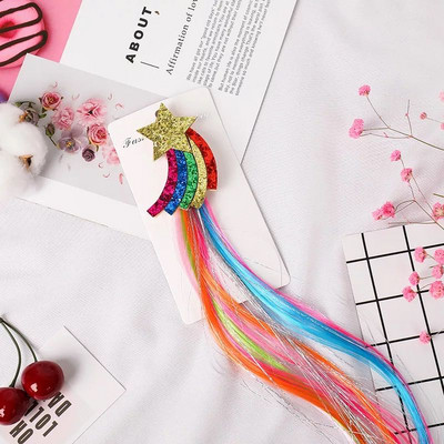 Dječji slatki crtani jednorog s duginom mašnom Elastična gumica za kosu Kopča za kosu Perika Dodaci za kosu Traka za glavu za djevojčice Pletenica Uže Pokrivalo za glavu