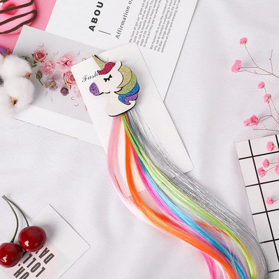 Dječji slatki crtani jednorog s duginom mašnom Elastična gumica za kosu Kopča za kosu Perika Dodaci za kosu Traka za glavu za djevojčice Pletenica Uže Pokrivalo za glavu