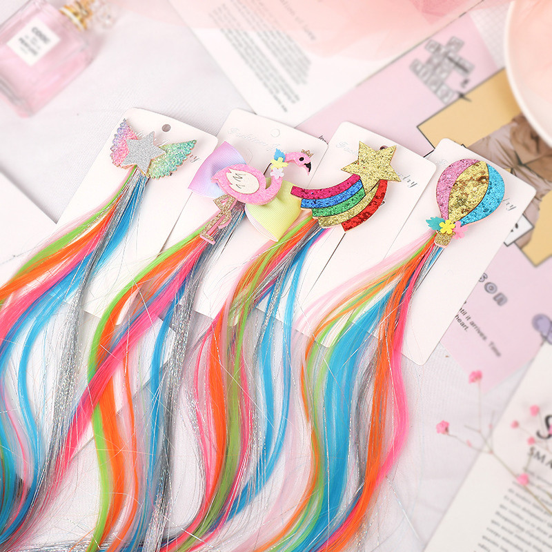 Dječji slatki crtani jednorog s duginom mašnom Elastična gumica za kosu Kopča za kosu Perika Dodaci za kosu Traka za glavu za djevojčice Pletenica Uže Pokrivalo za glavu