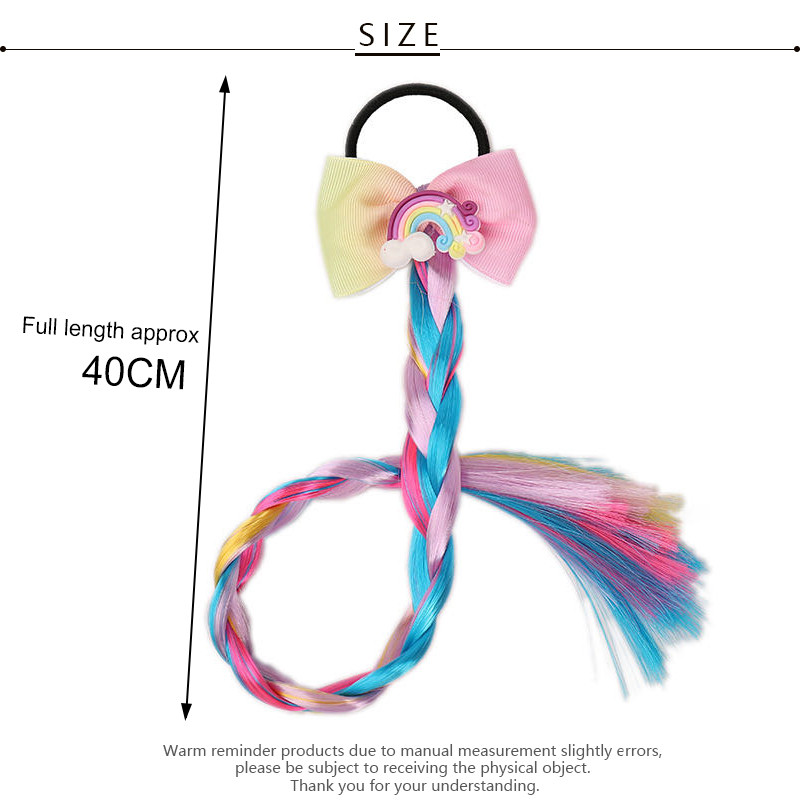 Dječji slatki crtani jednorog s duginom mašnom Elastična gumica za kosu Kopča za kosu Perika Dodaci za kosu Traka za glavu za djevojčice Pletenica Uže Pokrivalo za glavu