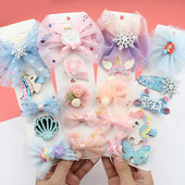 Dječji set ukosnica Princess dodaci za kosu Djevojčica Snježna pređa Velika mašna Kosa za kosu Modna mrežasta pređa Slatke životinje Kopča za šiške Pokrivala za glavu