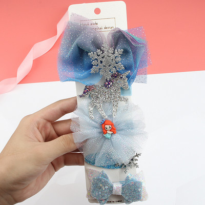 Dječji set ukosnica Princess dodaci za kosu Djevojčica Snježna pređa Velika mašna Kosa za kosu Modna mrežasta pređa Slatke životinje Kopča za šiške Pokrivala za glavu