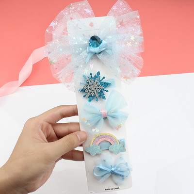 Dječji set ukosnica Princess dodaci za kosu Djevojčica Snježna pređa Velika mašna Kosa za kosu Modna mrežasta pređa Slatke životinje Kopča za šiške Pokrivala za glavu