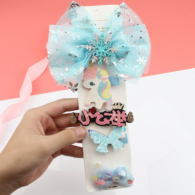 Dječji set ukosnica Princess dodaci za kosu Djevojčica Snježna pređa Velika mašna Kosa za kosu Modna mrežasta pređa Slatke životinje Kopča za šiške Pokrivala za glavu