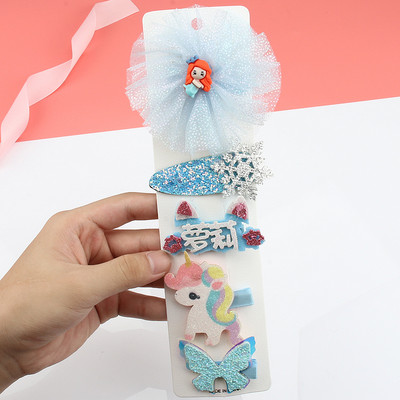 Dječji set ukosnica Princess dodaci za kosu Djevojčica Snježna pređa Velika mašna Kosa za kosu Modna mrežasta pređa Slatke životinje Kopča za šiške Pokrivala za glavu