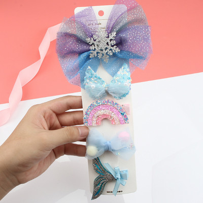 Dječji set ukosnica Princess dodaci za kosu Djevojčica Snježna pređa Velika mašna Kosa za kosu Modna mrežasta pređa Slatke životinje Kopča za šiške Pokrivala za glavu