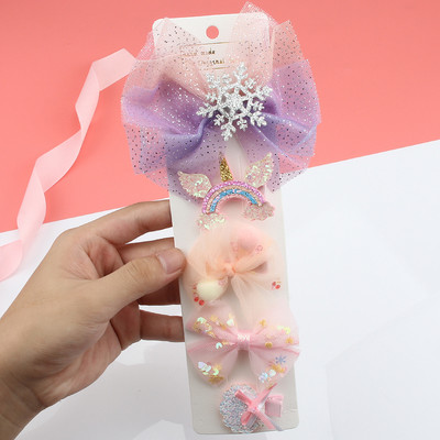 Dječji set ukosnica Princess dodaci za kosu Djevojčica Snježna pređa Velika mašna Kosa za kosu Modna mrežasta pređa Slatke životinje Kopča za šiške Pokrivala za glavu