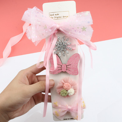 Dječji set ukosnica Princess dodaci za kosu Djevojčica Snježna pređa Velika mašna Kosa za kosu Modna mrežasta pređa Slatke životinje Kopča za šiške Pokrivala za glavu