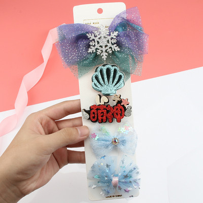 Dječji set ukosnica Princess dodaci za kosu Djevojčica Snježna pređa Velika mašna Kosa za kosu Modna mrežasta pređa Slatke životinje Kopča za šiške Pokrivala za glavu